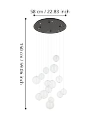 Eglo Black Espardello LED Clear Glass 15 Bubble Spheres Pendant Ceiling Light - Image 4 of 4