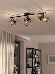 Eglo Black Dellow 3 Lattice Style Adjustable Wall or Ceiling Light - Image 1 of 4