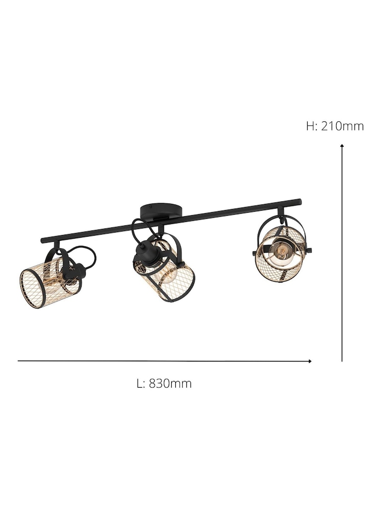 Eglo Black Dellow 3 Lattice Style Adjustable Wall or Ceiling Light - Image 4 of 4