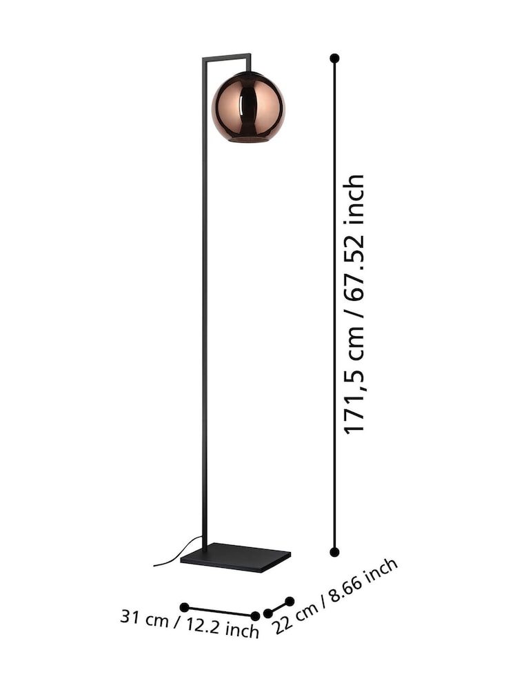 Eglo Black Cordoba Spherical Mirrored Glass And Steel Floor Lamp - Image 4 of 4