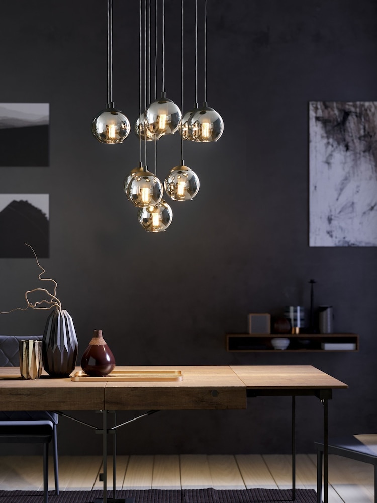 Eglo Black Ariscani Vaporised Glass And Steel Pendant Ceiling Light - Image 1 of 4