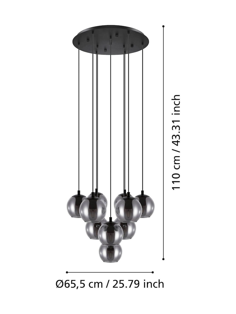 Eglo Black Ariscani Vaporised Glass And Steel Pendant Ceiling Light - Image 4 of 4