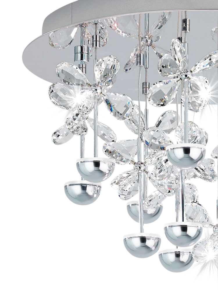 Eglo Chrome Pianopoli LED Clear Crystal & Steel Ceiling Light - Image 3 of 4