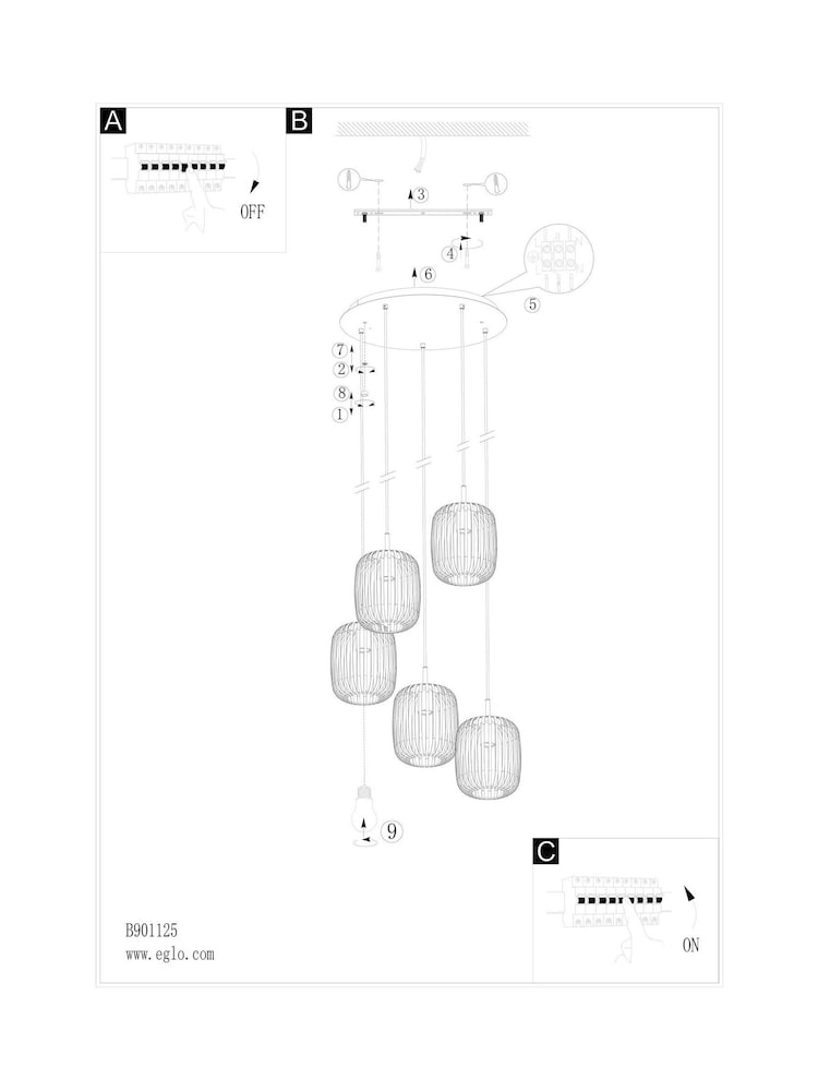 Eglo Sand Romazzina Steel Contemporary 5 Light Pendant Ceiling Light - Image 6 of 6