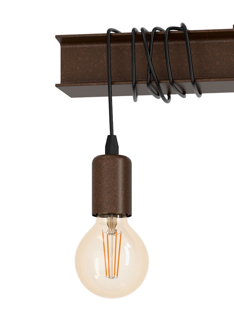 Eglo Set of 4 Antique Brown Pendant E27 Industrial Style Townshend 4 Ceiling Light - Image 3 of 4