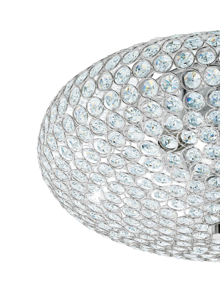 Eglo Chrome Clemente Crystal Inspired Glass And Steel Ceiling Light - Image 3 of 4