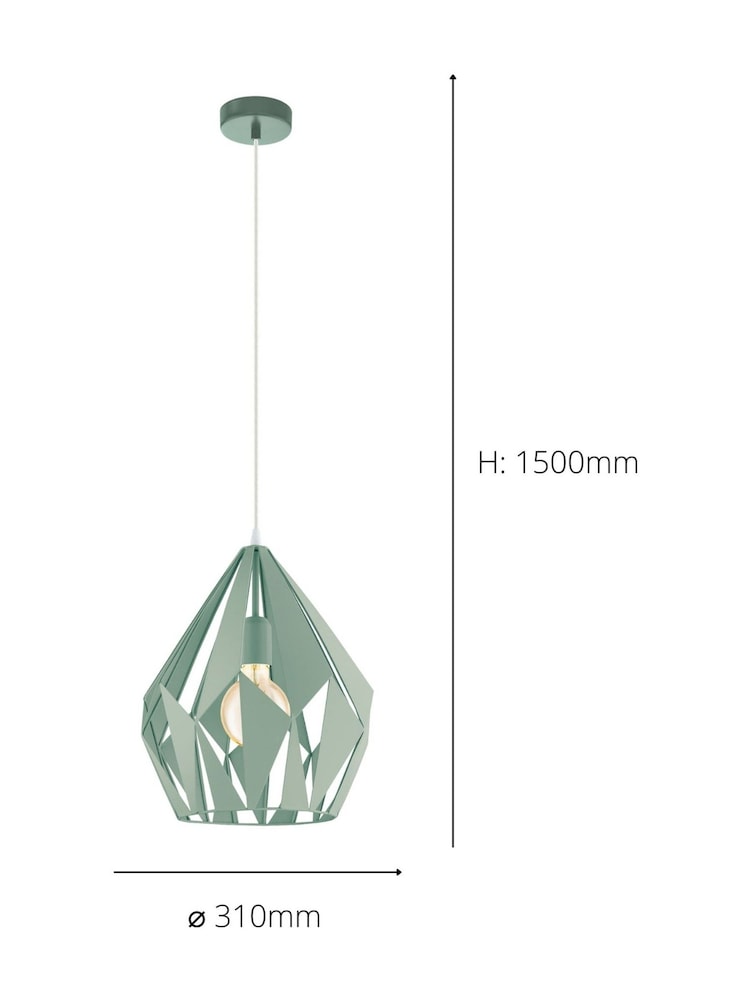 Eglo Light Green Carton-P Light Green Metal 1 Light Pendant Ceiling Light - Image 4 of 4