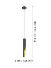 Eglo Black And Gold Barbotto Steel Modern Pendant Ceiling Light - Image 5 of 5