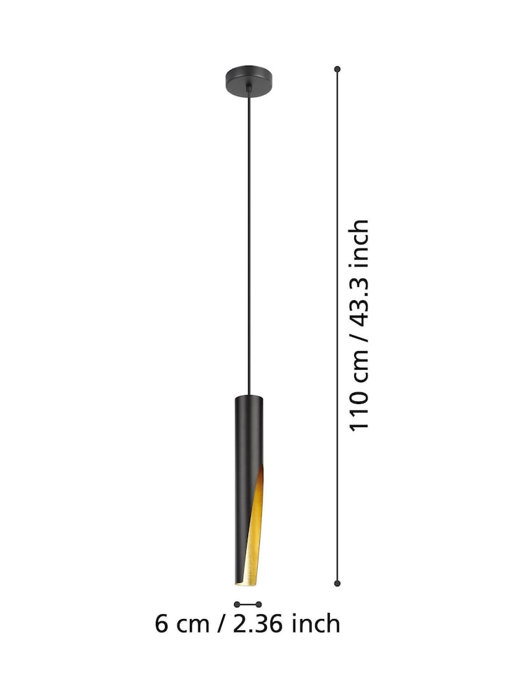 Eglo Black And Gold Barbotto Steel Modern Pendant Ceiling Light - Image 5 of 5