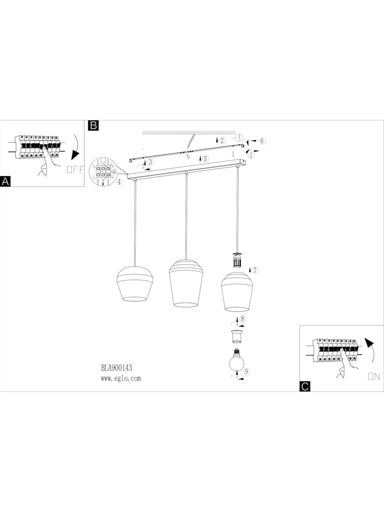 Eglo Sand Cambaito Monochrome Steel Pendant Ceiling Light - Image 5 of 5