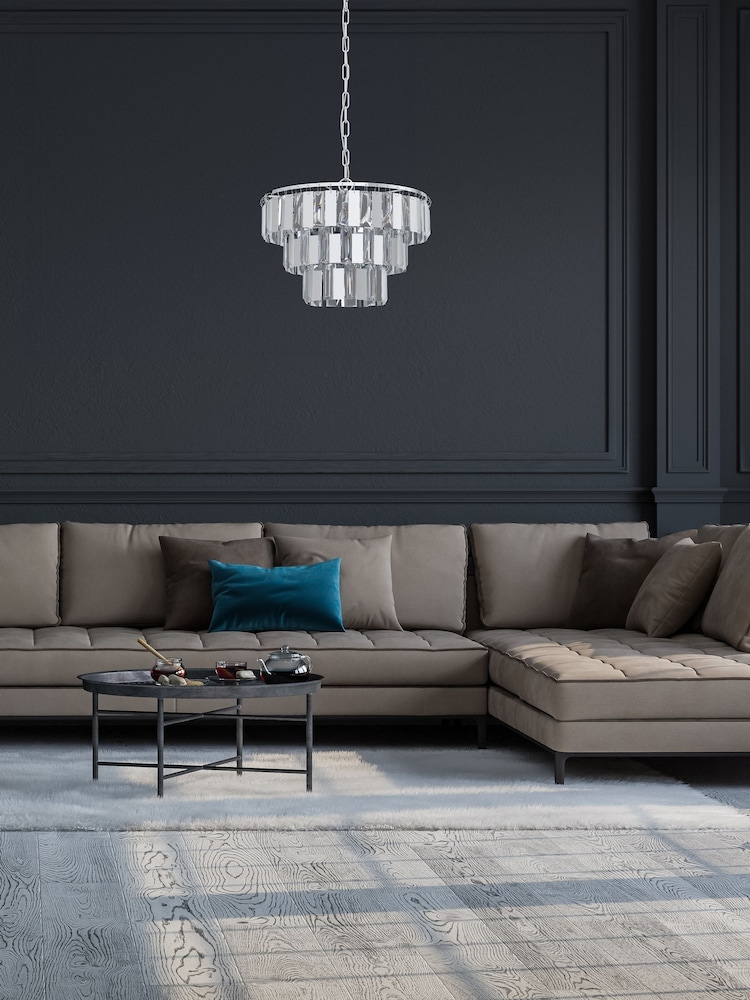Eglo Chrome Erseka Crystal Elements & Steel Pendant Ceiling Light - Image 1 of 4