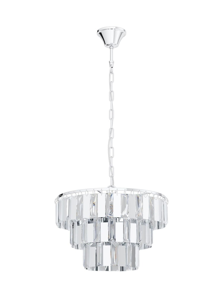Eglo Chrome Erseka Crystal Elements & Steel Pendant Ceiling Light - Image 2 of 4