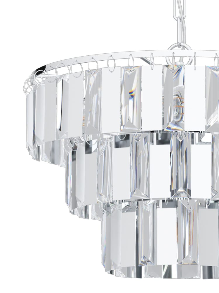 Eglo Chrome Erseka Crystal Elements & Steel Pendant Ceiling Light - Image 3 of 4