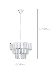 Eglo Chrome Erseka Crystal Elements & Steel Pendant Ceiling Light - Image 4 of 4