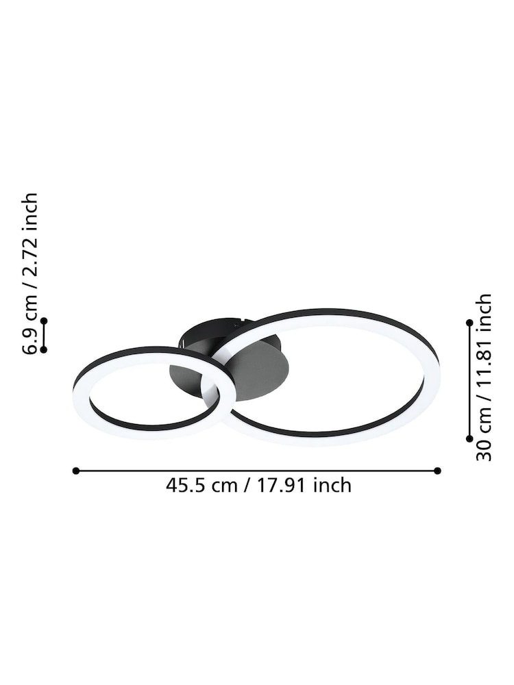 Eglo Black ParraposZ Steel Smart Control Colour Changing Ceiling Light - Image 4 of 4