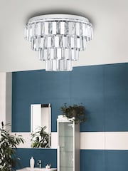 Eglo Chrome Erseka Crystal Elements And Steel Pendant Light - Image 1 of 4