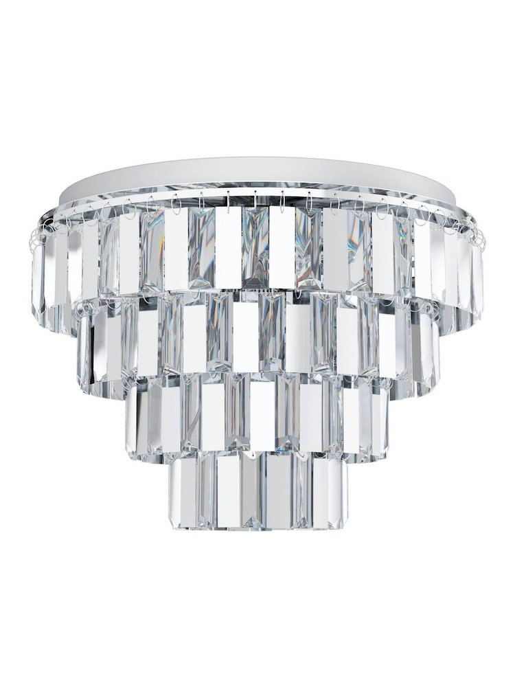 Eglo Chrome Erseka Crystal Elements And Steel Pendant Light - Image 2 of 4
