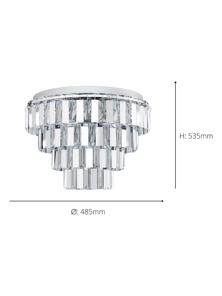 Eglo Chrome Erseka Crystal Elements And Steel Pendant Light - Image 4 of 4