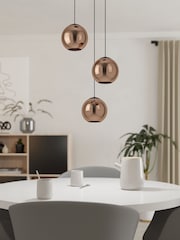 Eglo Black Cordoba Spherical Mirrored Glass and Steel 3 Pendant Ceiling Light - Image 1 of 4