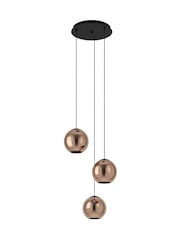 Eglo Black Cordoba Spherical Mirrored Glass and Steel 3 Pendant Ceiling Light - Image 2 of 4