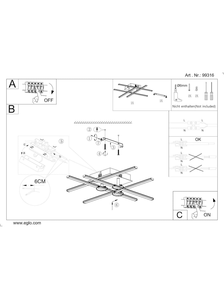 Eglo Lasana 3 LED Zeitgenössische Deckenleuchte - Bild 6 von 6
