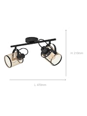Eglo Black Dellow 2 Lattice Style Adjustable Wall or Ceiling Spotlight - Image 4 of 4