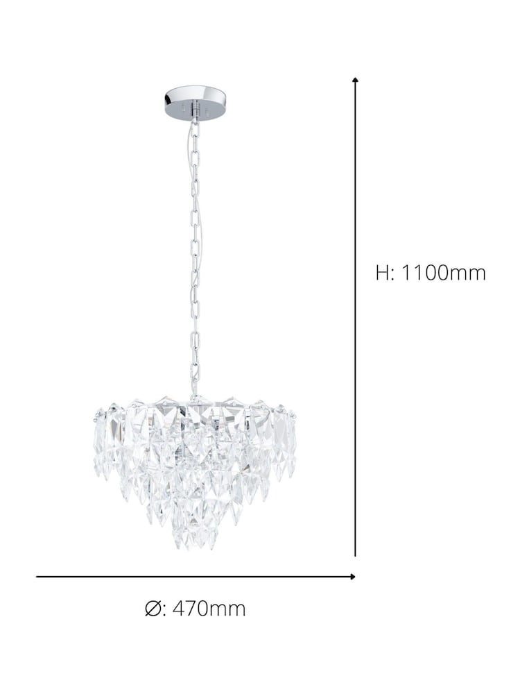 Eglo Chrome Carvario Crystal Inspired Elegant Pendant Light - Image 3 of 3 Eglo Chrome Carvario Crystal Inspired Elegant Pendant Light - Image 3 of 3