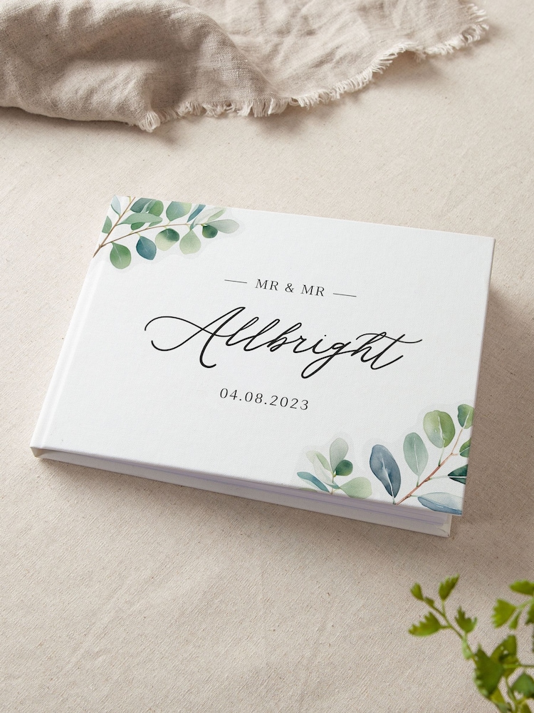 Eucalyptus Personalised Surname Wedding Guest Book by No Ordinary Gift - Image 1 of 2