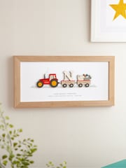 Personalised New Baby Wooden Tractor Print in Oak Frame by No Ordinary Gift - Image 2 of 3