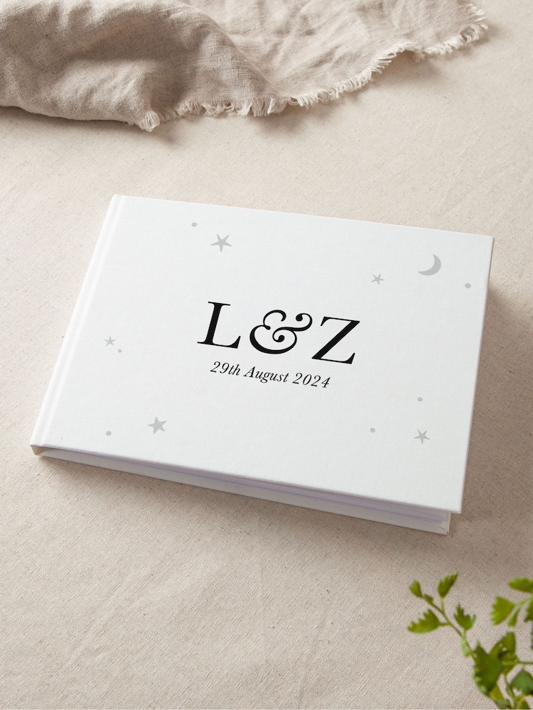 Moon & Stars Personalised Initials Wedding Guest Book by No Ordinary Gift - Image 2 of 2