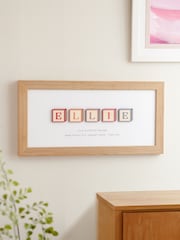 Wooden Building Blocks Personalised Baby Print in Oak Frame by No Ordinary Gift - Image 3 of 4