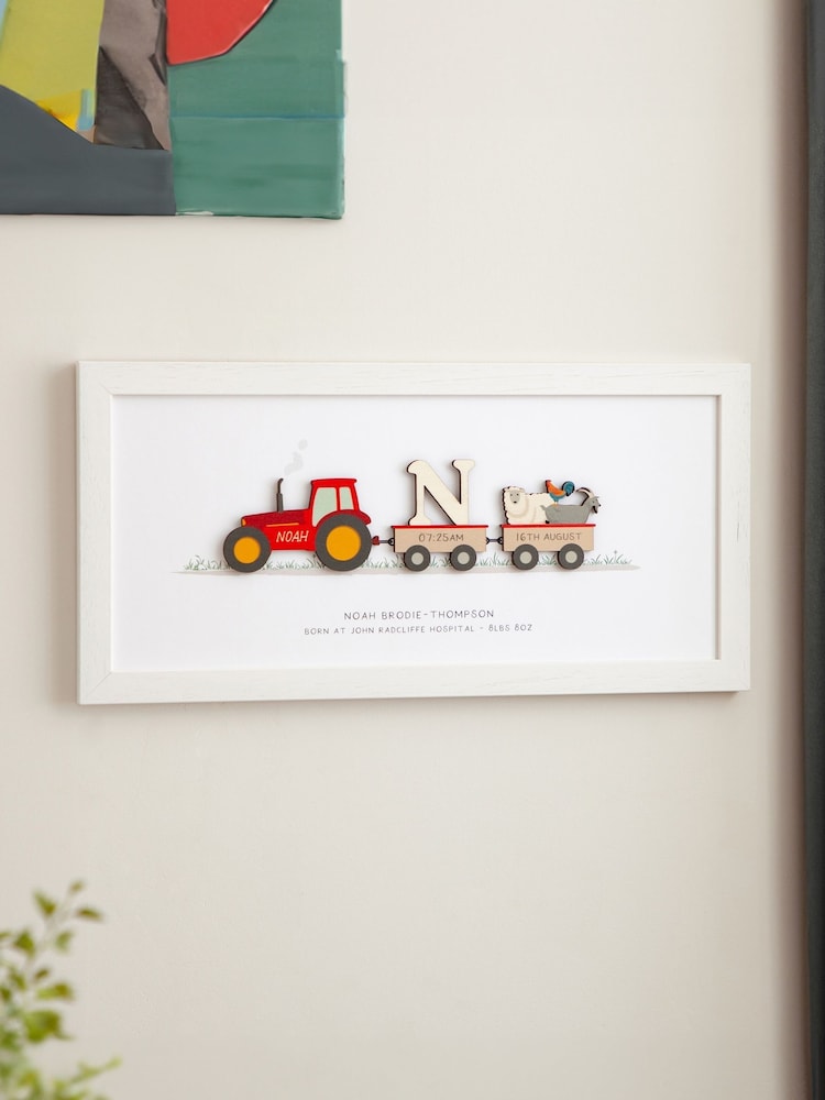Personalised New Baby Wooden Tractor Print by No Ordinary Gift - Image 2 of 2