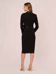 Adrianna Papell Knit Crepe Tuxedo Wrap Black Dress - Image 3 of 7