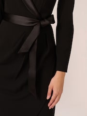 Adrianna Papell Knit Crepe Tuxedo Wrap Black Dress - Image 4 of 7