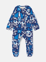 Angel & Rocket Blue Andreas Scandi Print Sleepsuit with Hat - Image 1 of 5