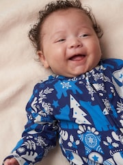 Angel & Rocket Blue Andreas Scandi Print Sleepsuit with Hat - Image 4 of 5