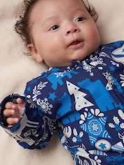 Angel & Rocket Blue Andreas Scandi Print Sleepsuit with Hat - Image 5 of 5