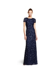 Adrianna Papell Blue Scoop Back Long Dress - Image 1 of 3