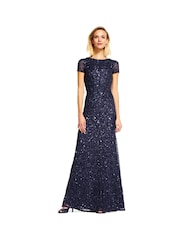 Adrianna Papell Blue Scoop Back Long Dress - Image 3 of 3