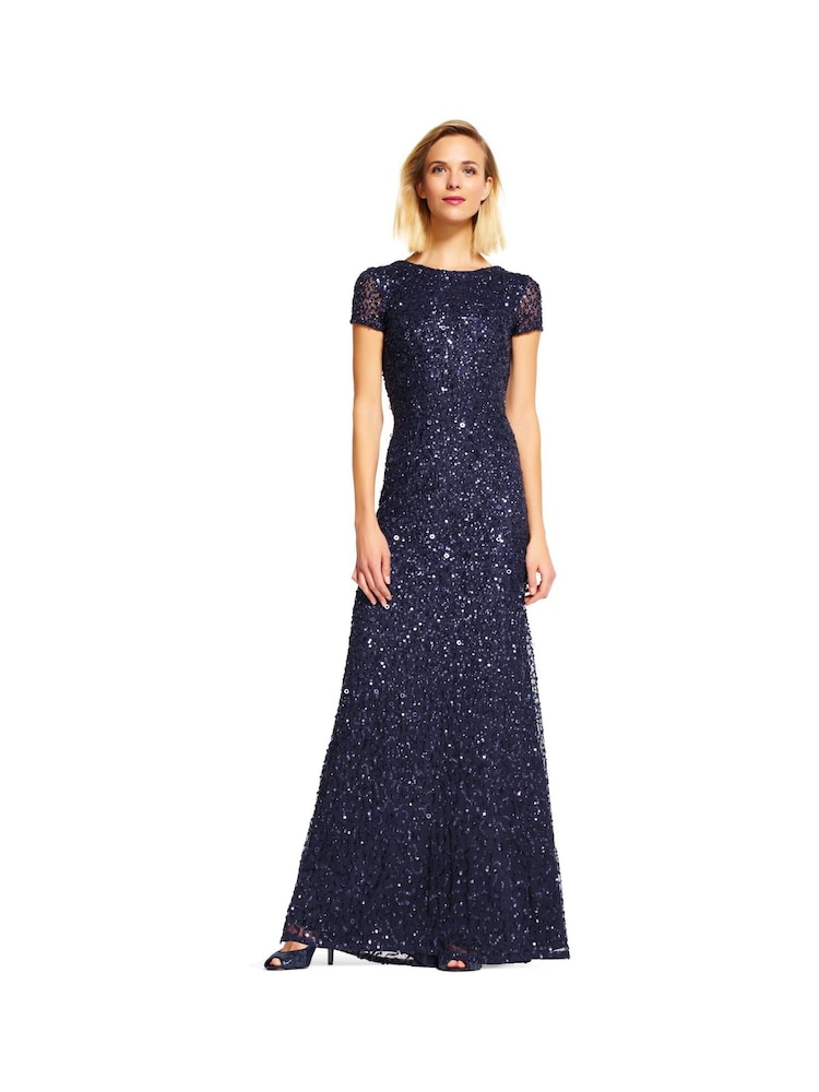 Adrianna Papell Blue Scoop Back Long Dress - Image 3 of 3