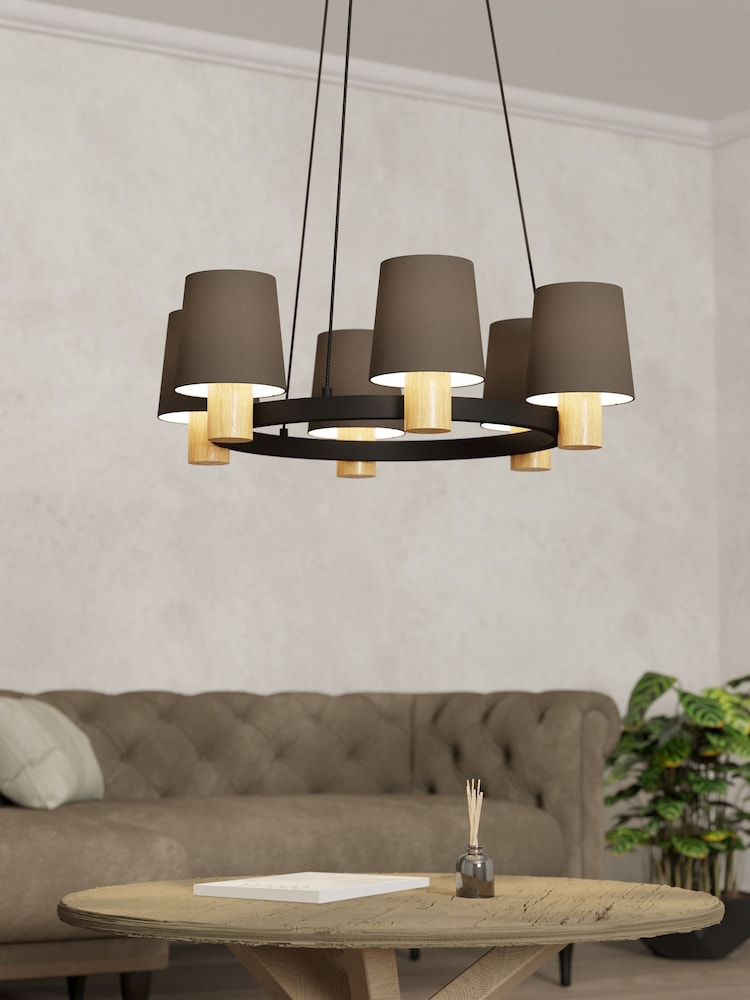 Eglo Set of 6 Black and Brown Pendant E27 Wood Lightbulbs - Image 1 of 4
