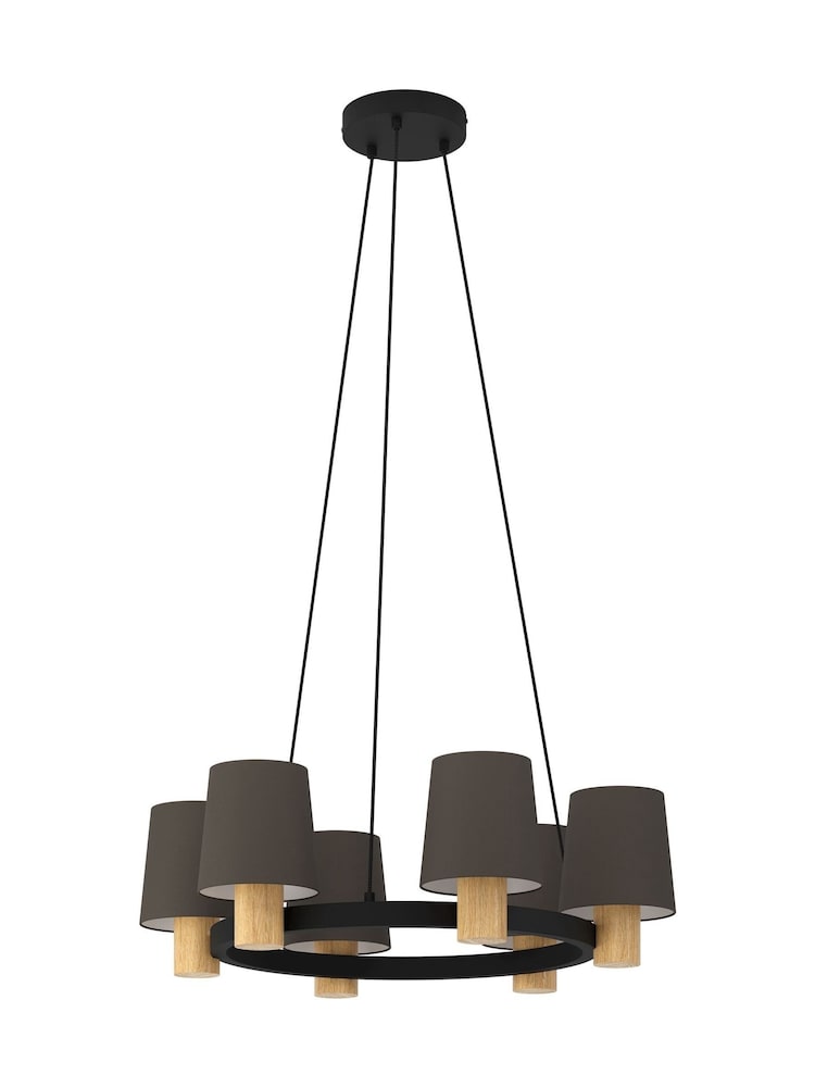 Eglo Set of 6 Black and Brown Pendant E27 Wood Lightbulbs - Image 2 of 4