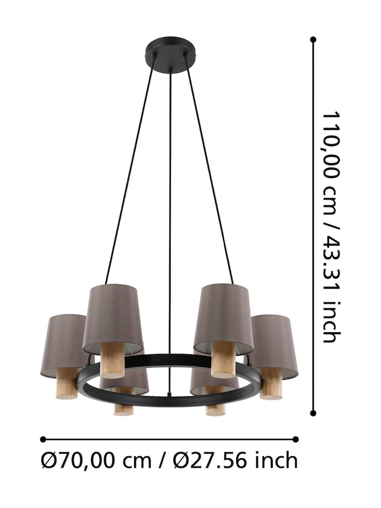 Eglo Set of 6 Black and Brown Pendant E27 Wood Lightbulbs - Image 4 of 4