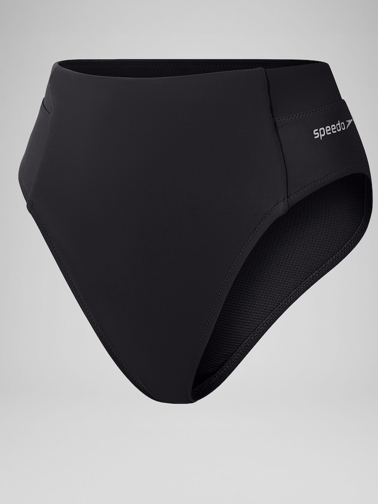 Speedo Black Solid Hi Waist Bikini Bottoms - Image 6 of 6