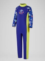 Speedo Blue Printed All-In-One Sun Suit - Image 1 of 3