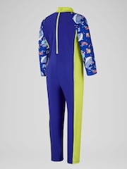 Speedo Blue Printed All-In-One Sun Suit - Image 2 of 3