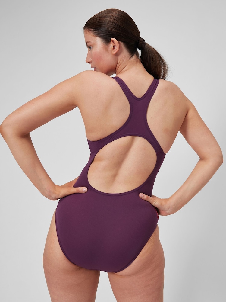 Speedo Purple Digital Printed Medalist Swimsuit - Image 2 of 6