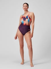 Speedo Purple Digital Printed Medalist Swimsuit - Image 4 of 6
