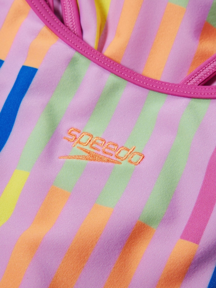 Speedo Pink Printed Twinstrap Swimsuit - Image 4 of 4