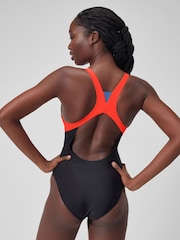 Speedo Red Zip Colourblock Swimsuit - Image 2 of 6